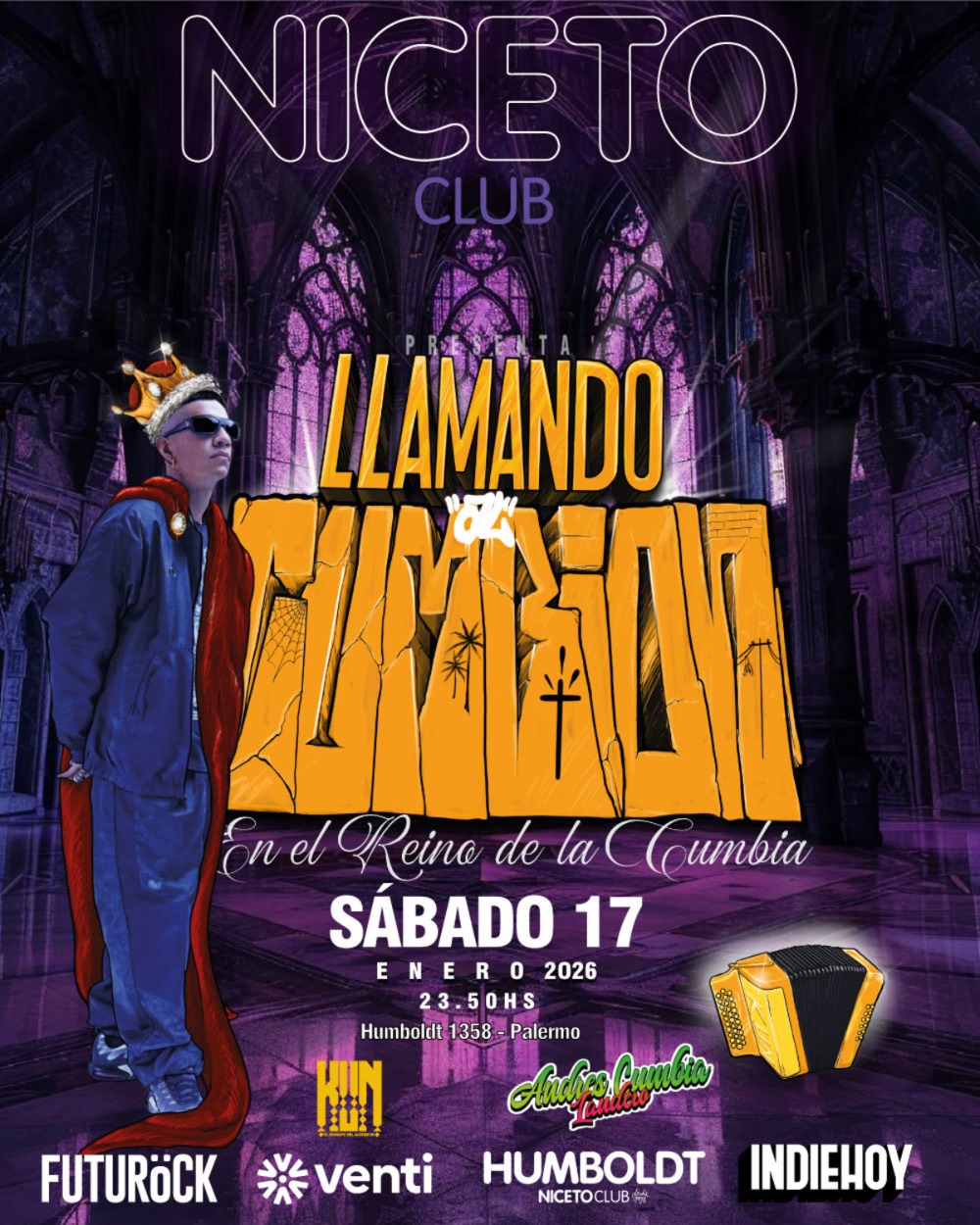 KUN PRINCIPE DEL ACORDEON & LLAMANDO AL CUMBIÓN en Humboldt | Niceto Club