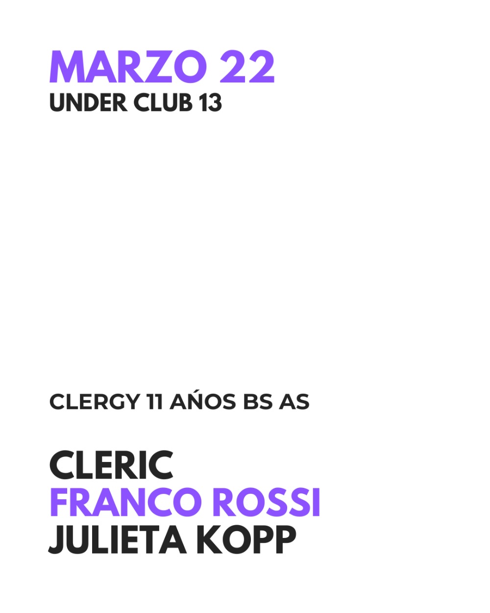 ANIVERSARIO 13 - CLERIC | FRANCO ROSSI | JULIETA KOPP