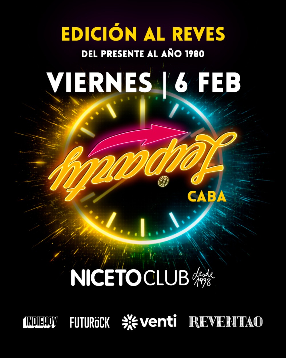 Leiparty - Edición al revés (Del presente al 1980) en Niceto Club