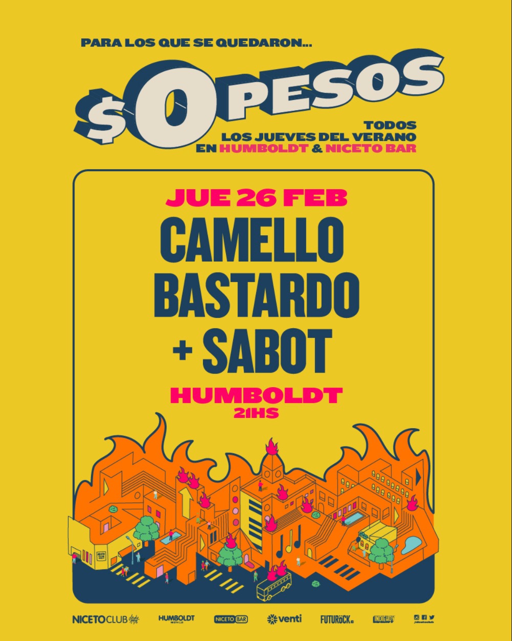 $0PESOS: SABOT + CAMELLO BASTARDO en Humboldt | Niceto Club