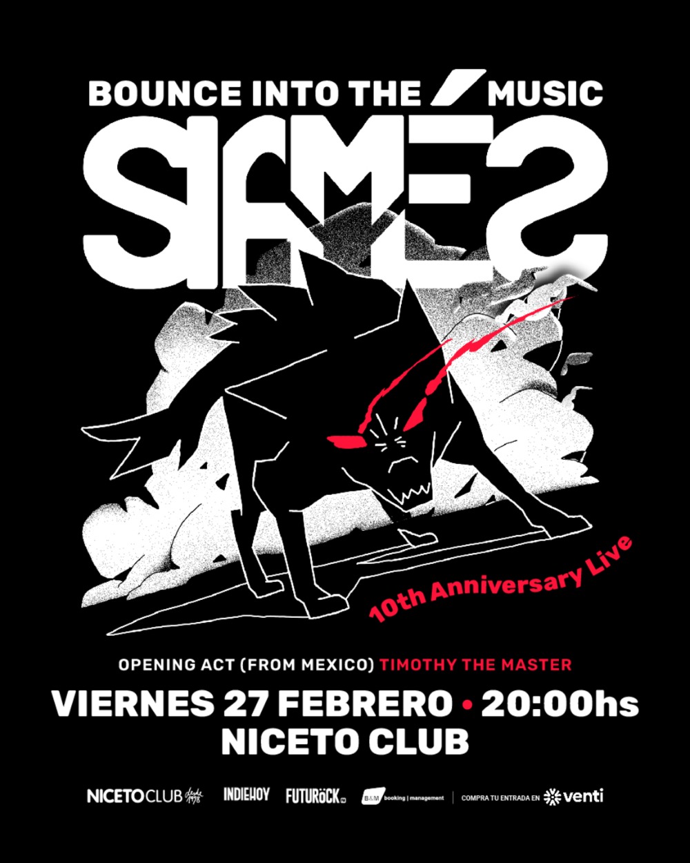 SIAMÉS presenta 10 AÑOS DE BOUNCE INTO THE MUSIC en Niceto Club
