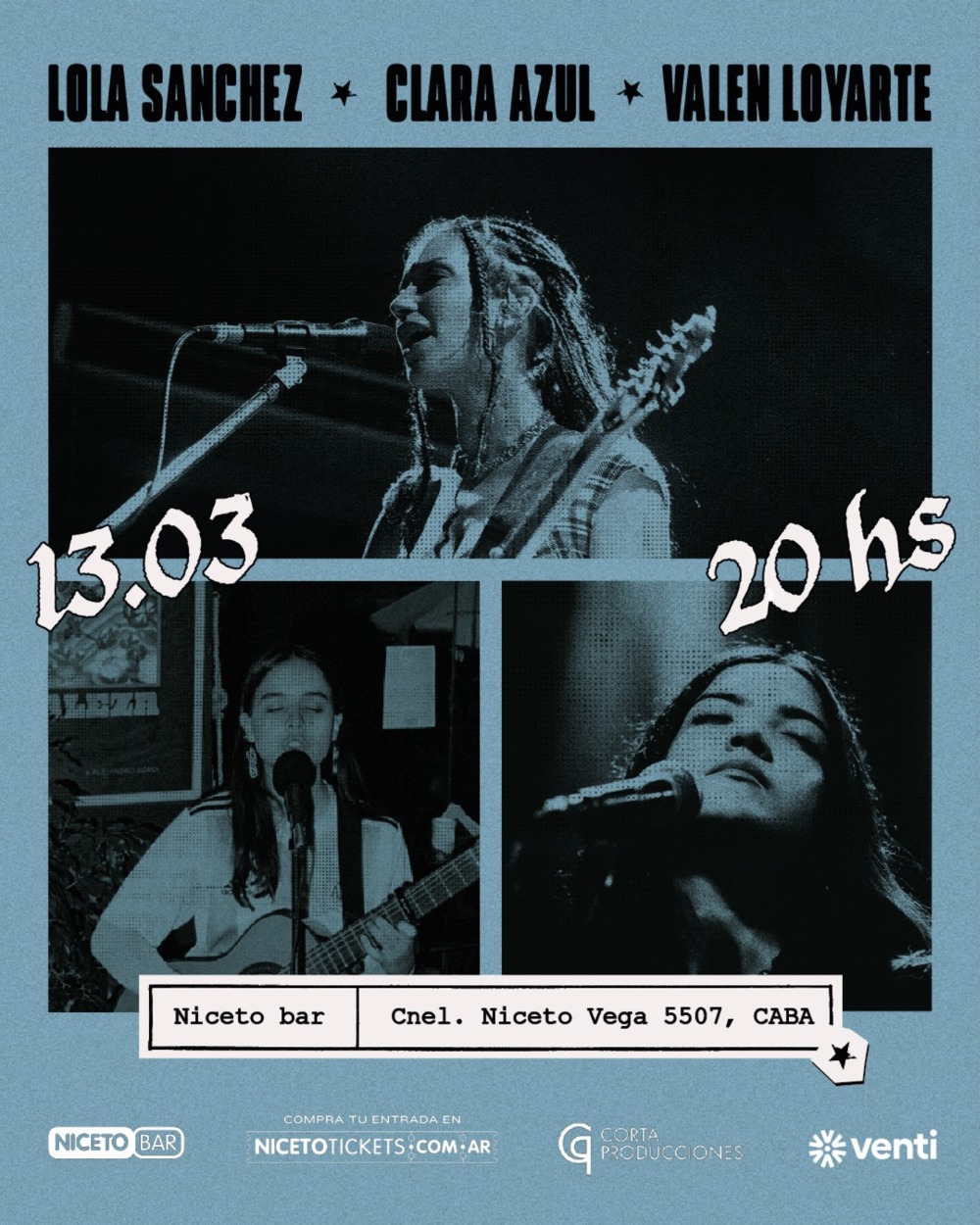 Clara Azul - Lola Sanchez - Valen Loyarte en Niceto Bar