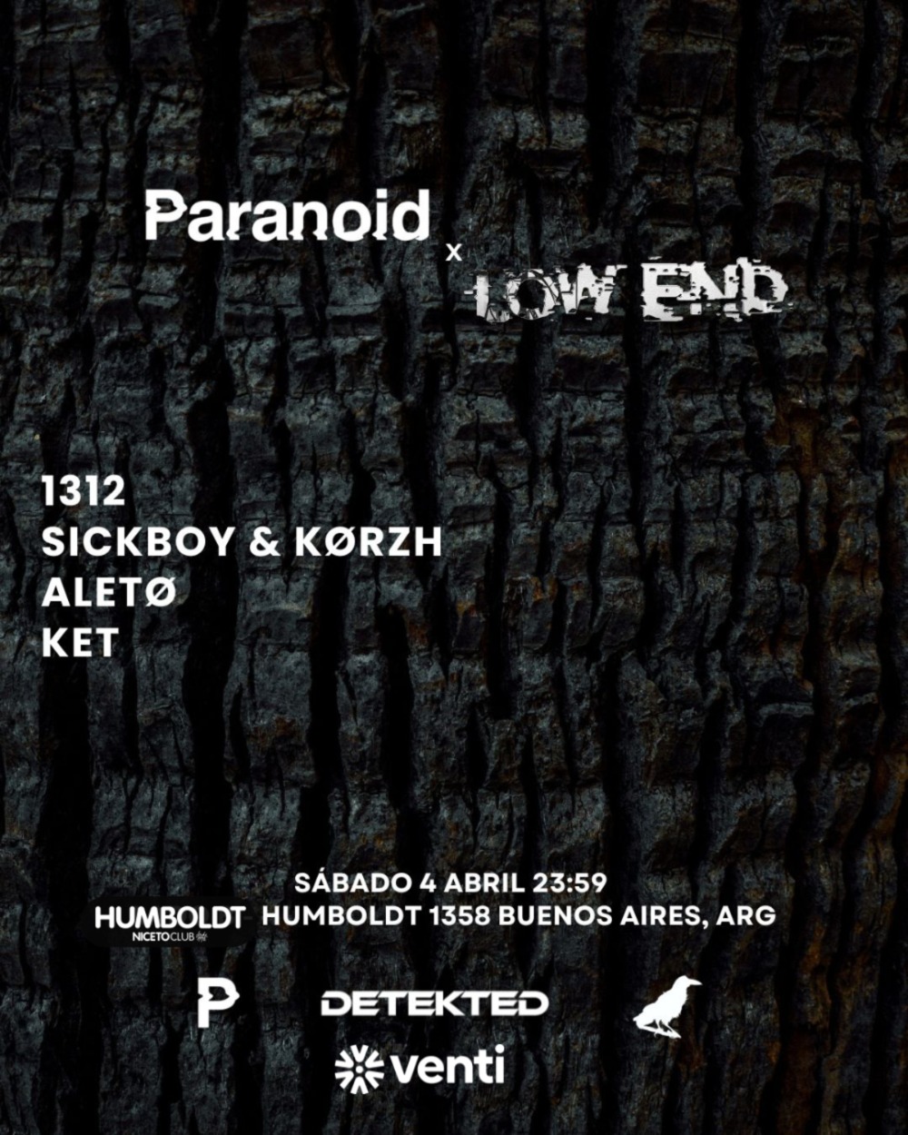PARANOID X LOW END en Humboldt | Niceto Club
