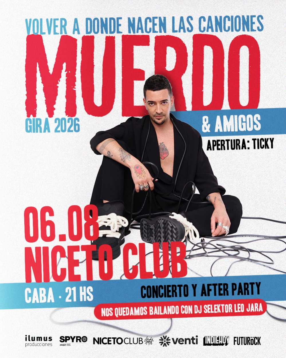 MUERDO & AMIGOS- volver a donde nacen las canciones en Niceto Club (+18 años)