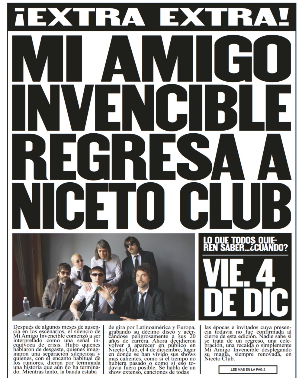 Mi Amigo Invencible Regresa a Niceto Club (+18 años)